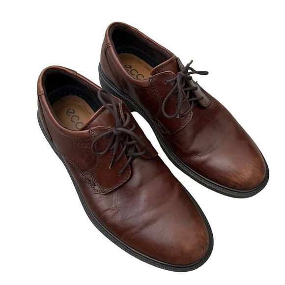 Ecco Leather Plain Toe Oxford Men's Sz 42 - Picture 1 of 8